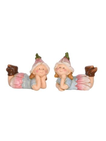 Gyerek virág sapkában fekvő kerámia 7-5x13-5x11cm DD60965