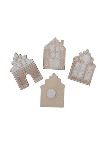 Ház öntapadós fa 3-5 cm fehér- natúr S/24