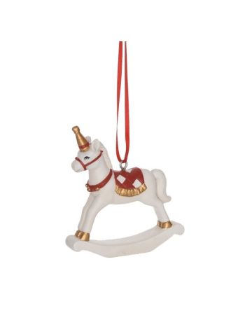 Hintaló akasztós- poly- 6-5x3x9 cm- piros- fehér SSS