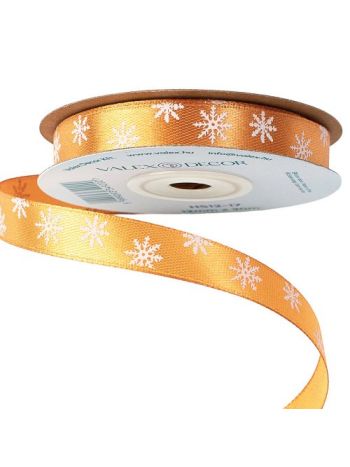 Hópelyhes karácsonyi szatén szalag 12mm x 20m - Bronz