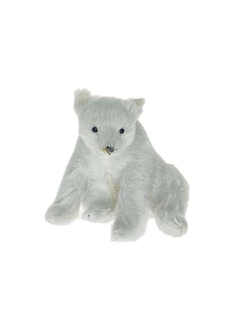 Jegesmedve ülő- műanyag- textil- 6-5x7-5x7 cm- fehér @