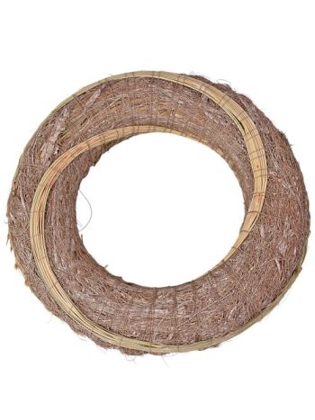 Szizállal bevont széna koszorúalap cirokkal díszítve 20cm/5cm - Bézs