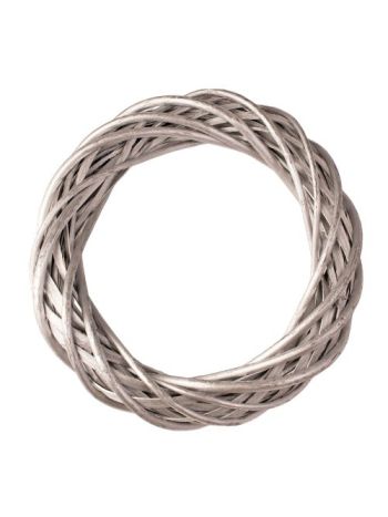 Fonott vessző koszorúalap 25cm/5cm - Ezüst