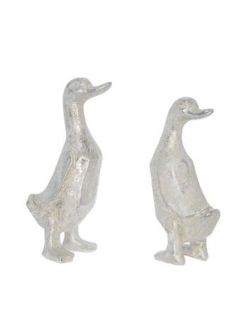 Kacsa álló poly 11-5x6-5x18-8cm antik ezüst 2 féle DD58449