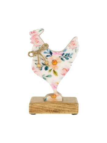 Kakas virág- levél mintás- fatalpon álló fa 16-5x12x6-5 cm DD67743