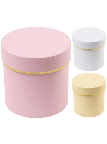 Kalapdoboz kerek papír 10x10x10 cm fehér- rózsaszín