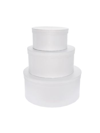 Kalapdoboz kerek papír 25x11cm- 20x10cm- 15x8cm fehér S/3