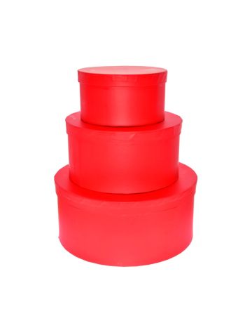 Kalapdoboz kerek papír 25x11cm- 20x10cm- 15x8cm piros S/3 DD52979