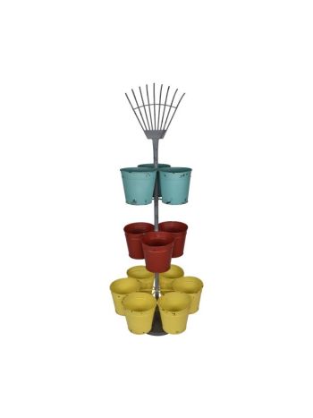 Kaspós állvány kerti szerszámmal fém 40-64x37-47x99-06cmDD64435