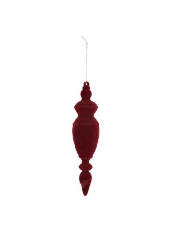 Karácsonyi dísz flokkolt- akasztós műanyag 15 cm bordó