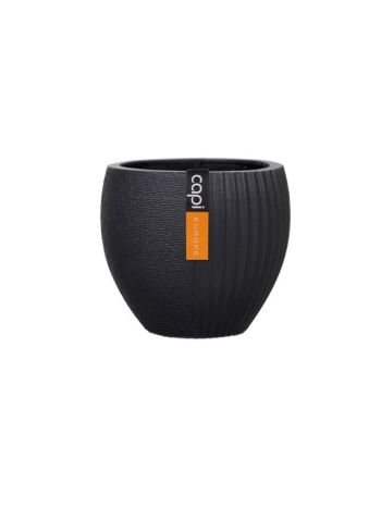 Kaspó 3D csíkos kerek műanyag 10x10x10cm antracit
