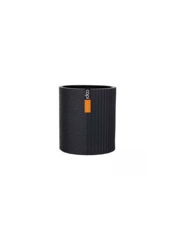 Kaspó 3D csíkos kerek műanyag 12x12x10-5cm antracit