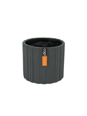 Kaspó 3D csíkos kerek műanyag 12x12x10-5cm antracit
