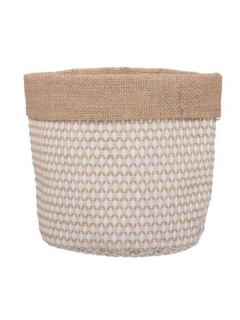 Kaspó bélelt textil 16x16.5cm krém  372105