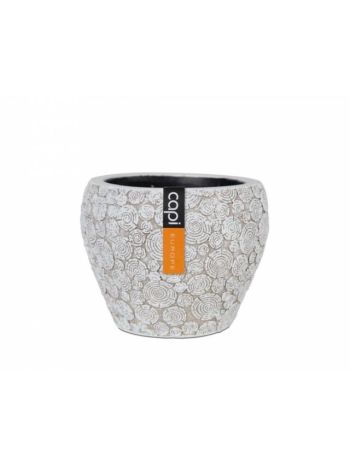 Kaspó famintás kerek műanyag 8x8x7cm bézs
