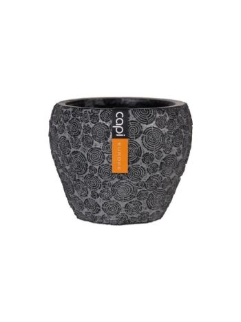 Kaspó famintás kerek műanyag 8x8x7cm fekete