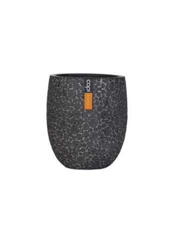 Kaspó famintás kerek műanyag fekete-fehér 18cm
