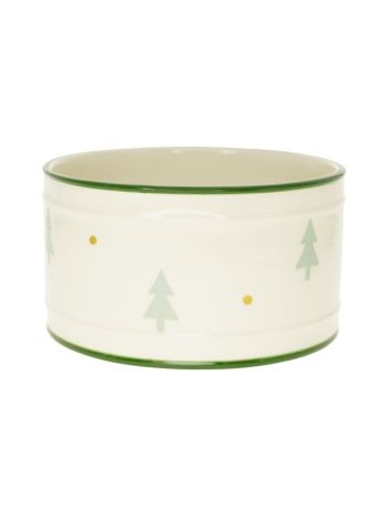 Kaspó fenyő mintával kerámia 20x20x9-5 cm fehér- zöld