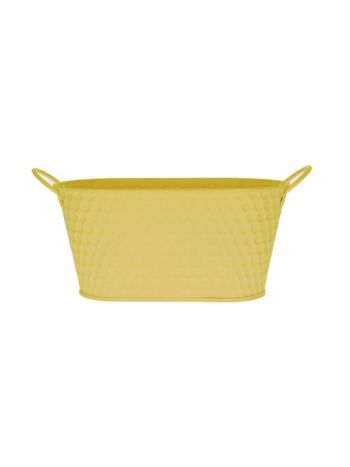 Kaspó füllel ovális- mintás fém 22-5x13x18cm sárga DD60595