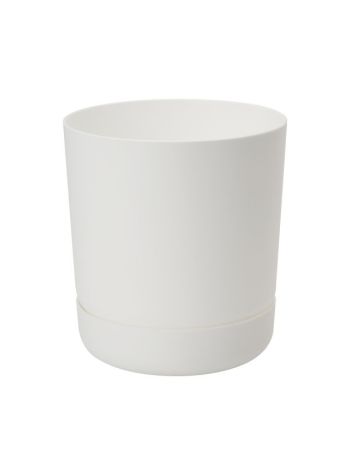 Kaspó kerek alátéttel 13 műanyag 13x15 cm matt fehér