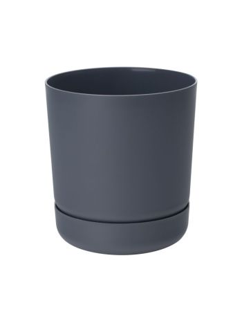 Kaspó kerek alátéttel 17 műanyag 17x19 cm matt antracit