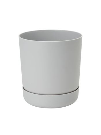 Kaspó kerek alátéttel 25 műanyag 25x27 cm matt v.szürke