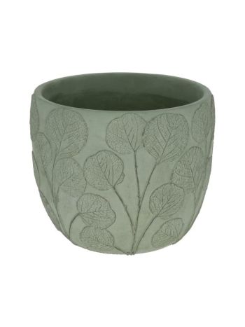 Kaspó levél mintával cement 20-7x20-7x17-8 cm zöld