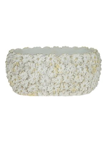 Kaspó margaréta mintával cement 25x14-5x11 cm fehér
