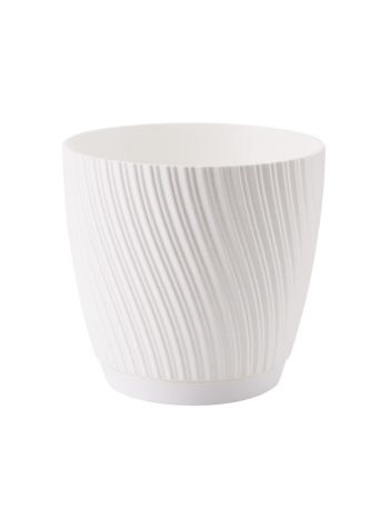 Kaspó MIKA kerek alátéttel 17 műanyag 17x16 cm fehér