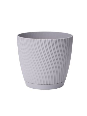 Kaspó MIKA kerek alátéttel 19 műanyag 19x18 cm v.szürke