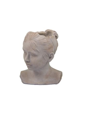 Kaspó női fej, cement, 13,5x11,5x17,5 cm, natúr SSS