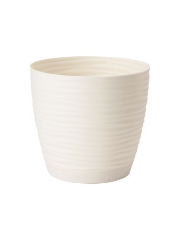 Kaspó SAHARA kerek alátéttel 17 műanyag 17x16 cm krém