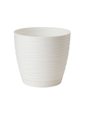 Kaspó SAHARA kerek alátéttel 19 műanyag 19x18 cm fehér