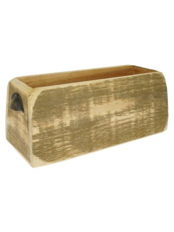 Kaspó szögletes- koptatott fa- fém 27x12x11 cm natúr- szürke