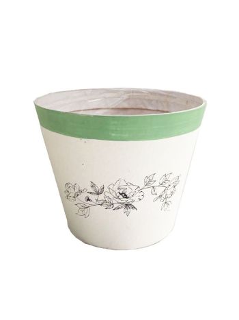 Kaspó ültethető virágmintás nyírfa 15x13 cm fehér- zöld