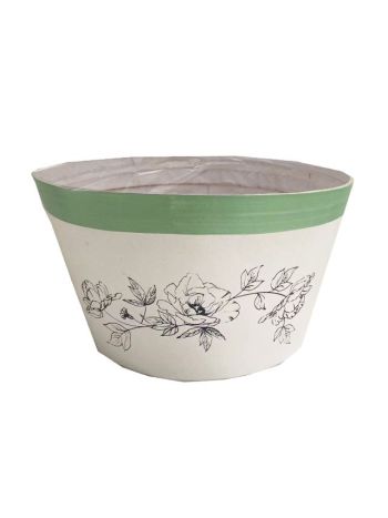 Kaspó ültethető virágmintás nyírfa 15x9 cm fehér- zöld