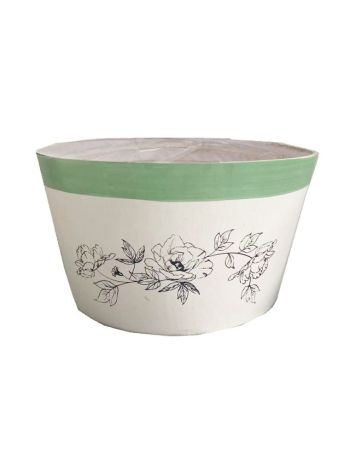 Kaspó ültethető virágmintás nyírfa 19,5x11 cm fehér, zöld