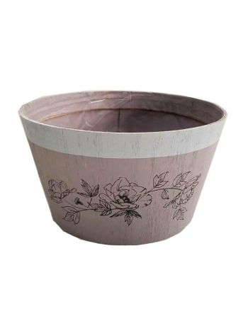 Kaspó ültethető virágmintás nyírfa 19,5x11 cm mályva, szürke