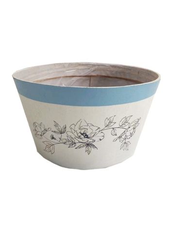 Kaspó ültethető virágmintás nyírfa 19,5x11 cm világoskék, sötétkék