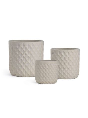 Kaspó vonalas mintával cement átm. 18-15-12 cm bézs S/3