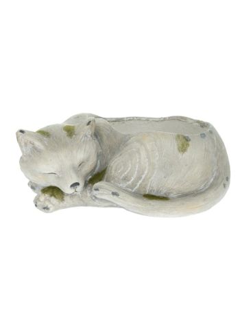 Kerti kaspó ültethető- mohás- macska- magnézia 34-5x23x14cm szürke