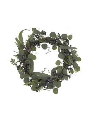 Koszorú leveles bogyókkal- 45 cm- zöld- SSS