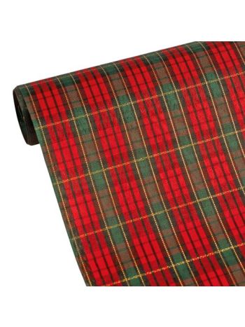 Karácsonyi skótkockás dekorációs anyag- asztali futó- 28cm x 2.7m