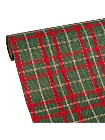 Karácsonyi skótkockás dekorációs anyag- asztali futó- 28cm x 2.7m