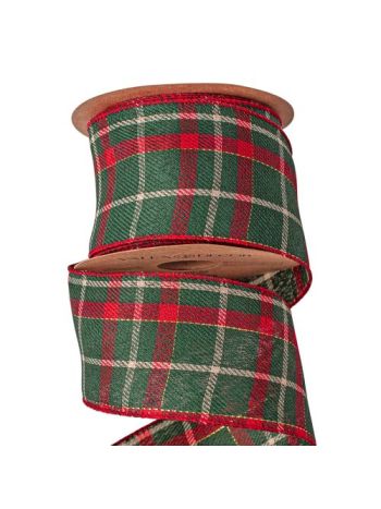 Karácsonyi skótkockás szalag drótos szegéllyel 63mm x 10m