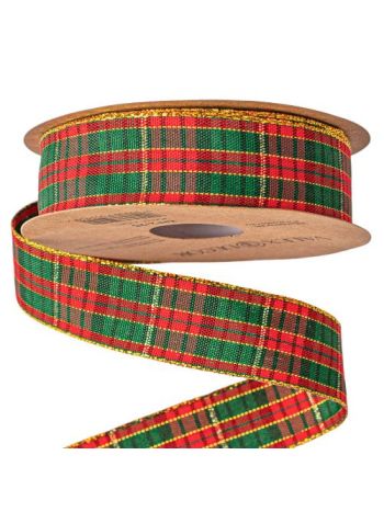 Karácsonyi skótkockás szalag 25mm x 10m