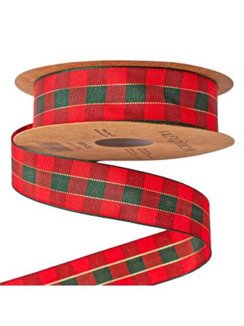 Karácsonyi skótkockás szalag 25mm x 10m
