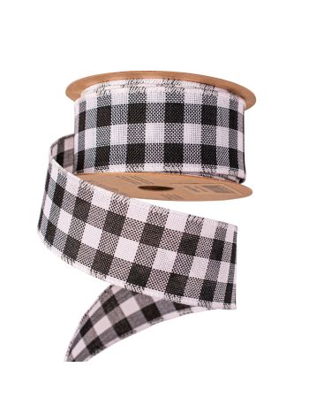 Kockás szalag drótos szegéllyel 45mm x 10m - Fehér/fekete