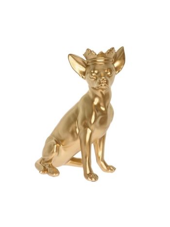 Kutya ülő asztali dísz- poly- 17x11-7x25-5 cm- arany- SSS