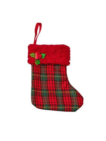 Skótkockás karácsonyi zokni 8 x 14cm